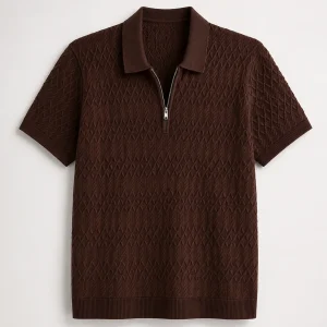 CAHOOT Men Self Design Polo Collar Cotton T-shirt