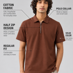 UNSTD Men Polo Collar Solid Cotton Regular Fit T-shirt